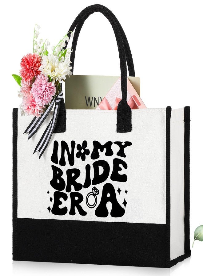 Yeyeplum In My Bride Era Canvas Tote Bag Bride Gifts for Wedding Bridal Shower Gift Travel Tote Bags for Women Bachelorette Party Engagement Honeymoon Bridal Accessories Congratulation Present - Image 1